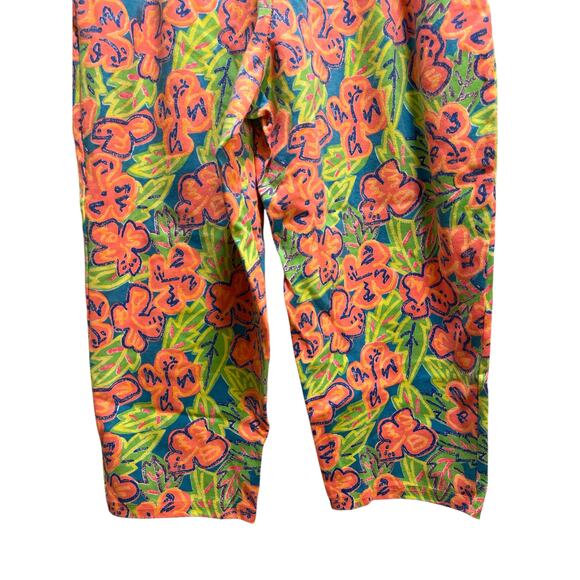 Vintage Hobie Floral Parachute Pants Orange Green Large - Picture 7 of 8